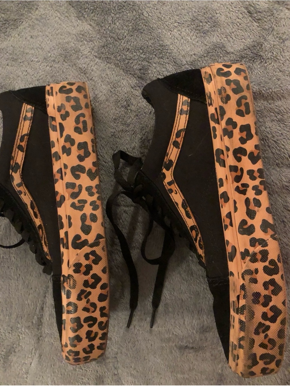 Vans Old Skool Black Leopard-Print Platform Sneakers 8.5 - Picture 2 of 6